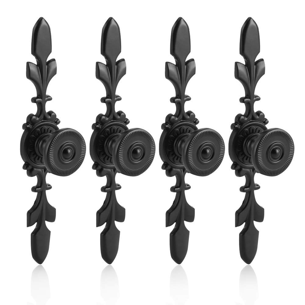 HASTHIP Pack of 4 Vintage Style Pull Handle Door Knob Back Plate, Retro Cabinet Door Knob with Screw for Home, Furniture, Drawer, Cabinet, Dresser, Closet, Wardrobe and Cupboard (Black) HASTHIP Pack of 4 Vintage Style Pull Handle Door Knob Back Plate, Retro Cabinet Door Knob with Screw for Home, Furniture, Drawer, Cabinet, Dresser, Closet, Wardrobe and Cupboard (Black)